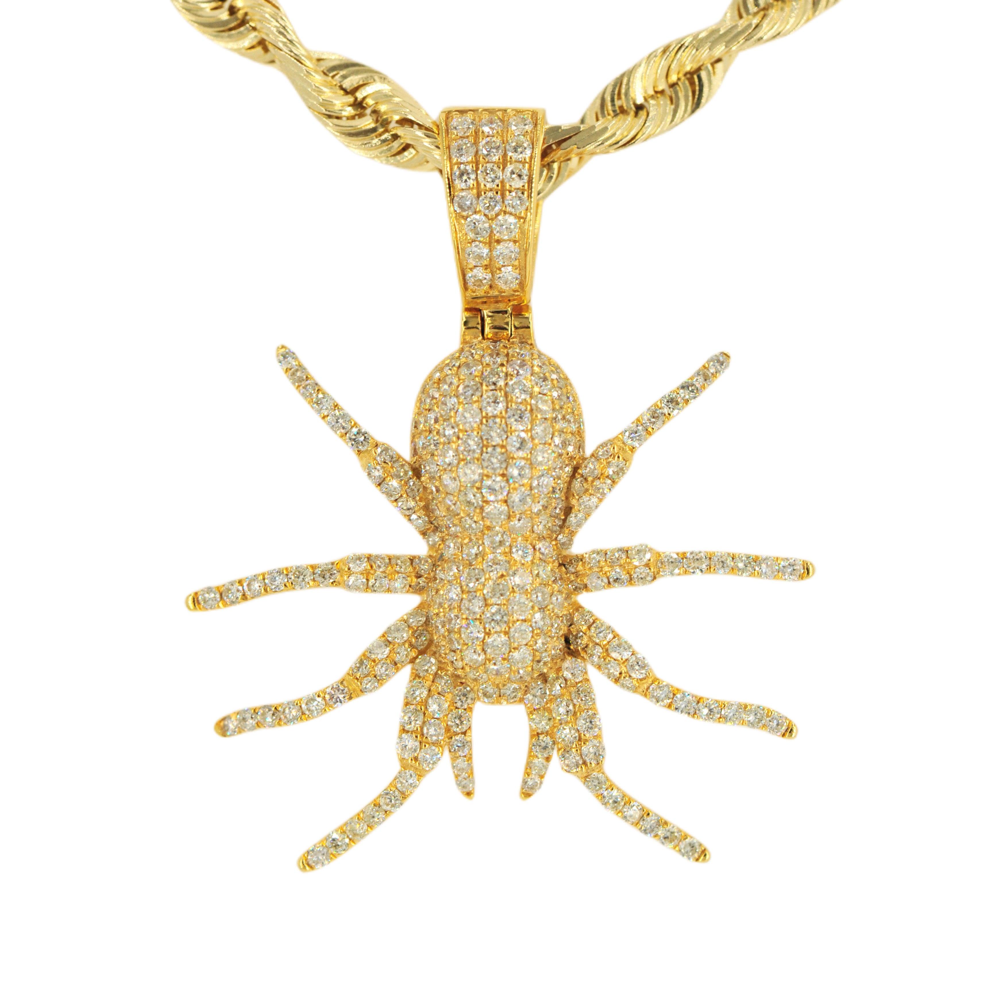 10KY 1.25CTW Diamond 1.25ct Spider Pendant And 24” Rope Chain Bundle ...